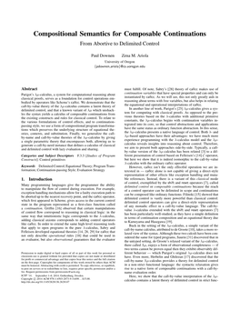 Compositional Semantics for Composable Continuations from Abortive to Delimited Control