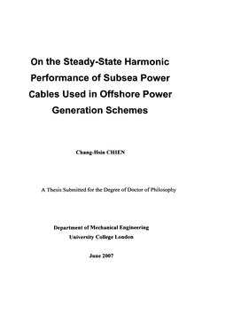 On the Steady-State Harmonic Performance of Subsea Power Cables Used in Offshore Power Generation Schemes