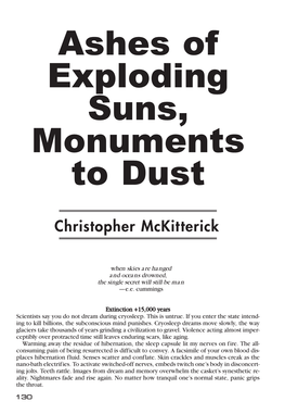 Ashes of Exploding Suns, Monuments to Dust