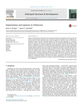 Segmentation and Tagmosis in Chelicerata