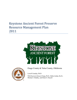 Keystone Ancient Forest Preserve Resource Management Plan 2011