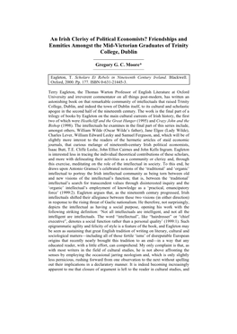 An Irish Clerisy of Political Economists? Friendships and Enmities Amongst the Mid-Victorian Graduates of Trinity College, Dublin