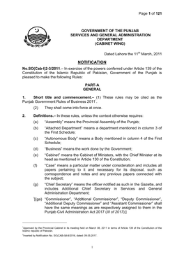 Punjab Government Rules of Business 20111