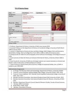 CV of Seema Bawa