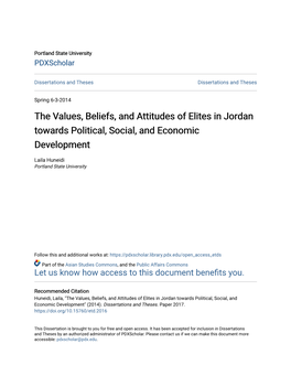 The Values, Beliefs, and Attitudes of Elites in Jordan Towards Political, Social, and Economic Development