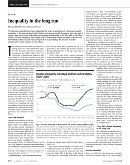 Inequality in the Long Run Survey Data That Became Available in the 1960S and 1970S in Many Countries