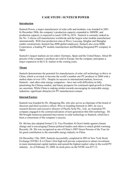 Company Case Study: Suntech Power Holdings Co