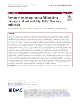 Remotely Assessing Tephra Fall Building Damage and Vulnerability: Kelud Volcano, Indonesia George T