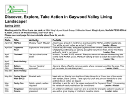 Discover, Explore, Take Action in Gaywood Valley Living Landscape! Spring 2019