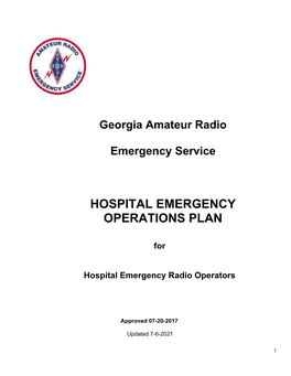 GA ARES Hospital Emergency Operations Plan