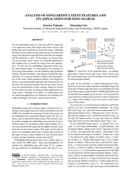 Analysis of Song/Artist Latent Features and Its Application for Song Search