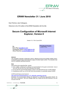 ERNW Newsletter 31 / June 2010 Secure Configuration of Microsoft