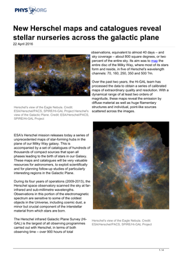 New Herschel Maps and Catalogues Reveal Stellar Nurseries Across the Galactic Plane 22 April 2016