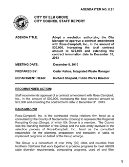 City of Elk Grove City Council Staff Report