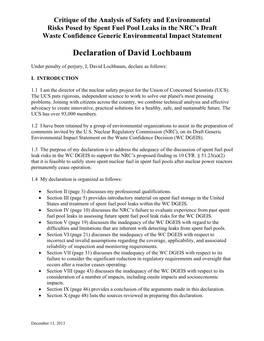 Declaration of David Lochbaum