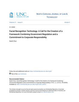 Facial Recognition Technology: a Call for the Creation of a Framework Combining Government Regulation and a Commitment to Corporate Responsibility