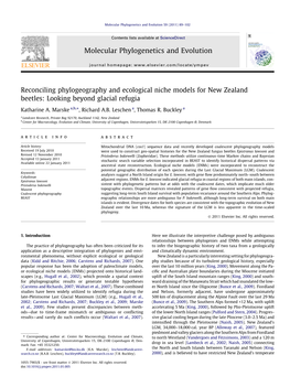 Looking Beyond Glacial Refugia ⇑ Katharine A