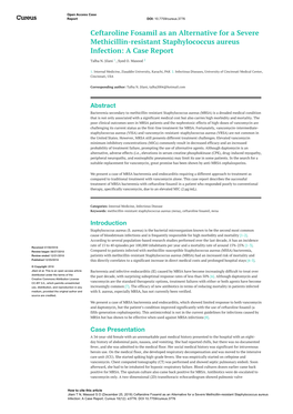 Ceftaroline Fosamil As an Alternative for a Severe Methicillin-Resistant Staphylococcus Aureus Infection: a Case Report