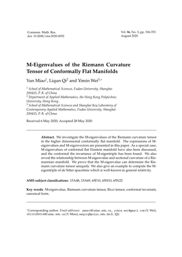 M-Eigenvalues of the Riemann Curvature Tensor of Conformally Flat Manifolds