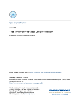 1985 Twenty-Second Space Congress Program