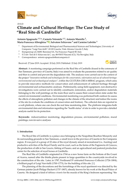 Climate and Cultural Heritage: the Case Study of “Real Sito Di Carditello”