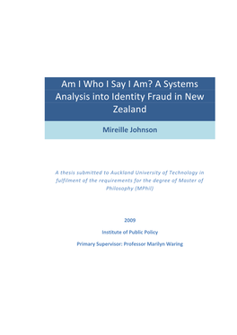A Systems Analysis Into Identity Fraud in New Zealand