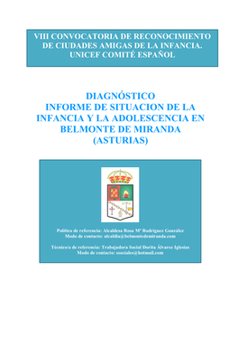 Informe De Situacion De La Infancia Y La Adolescencia En Belmonte De Miranda (Asturias)