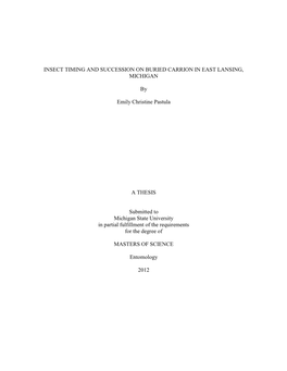 Insect Timing and Succession on Buried Carrion in East Lansing, Michigan