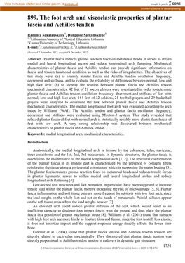 899. the Foot Arch and Viscoelastic Properties of Plantar Fascia and Achilles Tendon