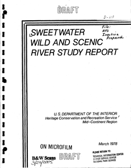 LSWEETWATER Z^A,,, WILD and SCENIC RIVER STUDY REPORT S&Ws^D °QG4