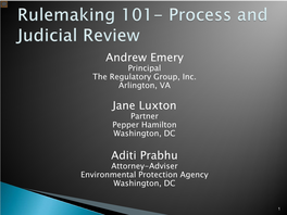 Rulemaking 101- Process and Judicial Review