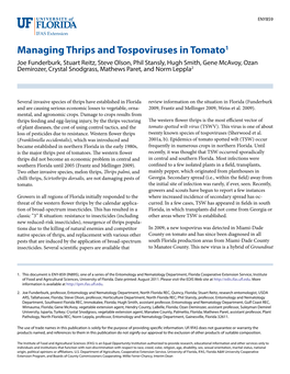 Managing Thrips and Tospoviruses in Tomato1