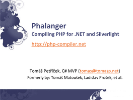Phalanger Compiling PHP for .NET and Silverlight