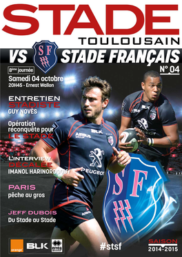 Stade Français 8Ème Journée N° 04 Samedi 04 Octobre 20H45 - Ernest Wallon