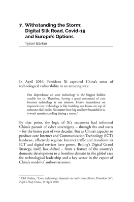 7. Withstanding the Storm: Digital Silk Road, Covid-19 and Europe's Options