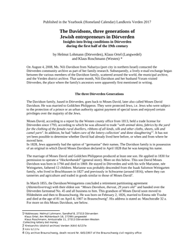 The Davidsons, Three Generations of Jewish Entrepreneurs in Dörverden Insights Into Living Conditions in Dörverden During the First Half of the 19Th Century