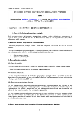 Cahier Des Charges De L’Indication Geographique Protegee