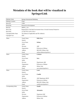 Metadata of the Book That Will Be Visualized in Springerlink