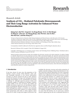 Research Article Synthesis Of