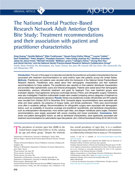 The National Dental Practice-Based Research Network Adult Anterior