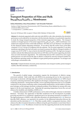 Transport Properties of Film and Bulk Sr0. 98Zr0. 95Y0. 05O3− Δ