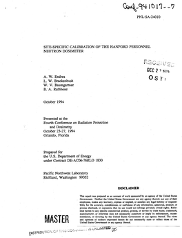 Site-Specific Calibration of the Hanford Personnel Neutron Dosimeter