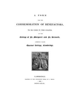Commemoration of Benefactors 1823