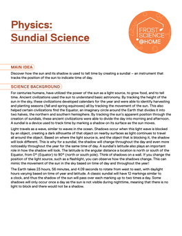 Physics: Sundial Science