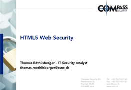 HTML5 Web Security