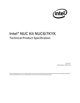 Intel® NUC Kit Nuc6i7kyk Technical Product Specification