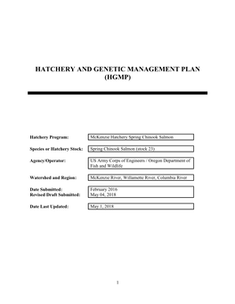 Hatchery and Genetic Management Plan (Hgmp)