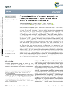 Chemical Equilibria of Aqueous Ammonium–Carboxylate