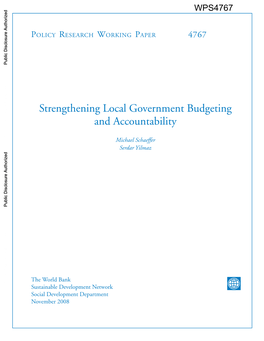 Strengthening Local Government Budgeting and Accountability