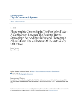 Photographic Censorship in the First World War